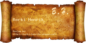 Berki Henrik névjegykártya